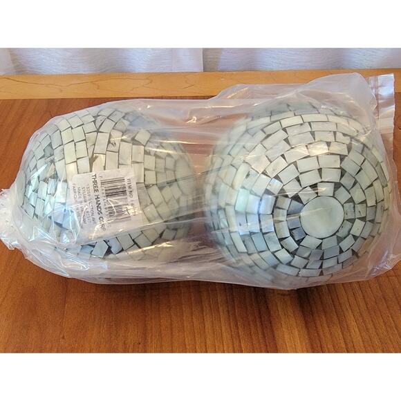 Three Hands Corp Mosaic Decorative Balls Set of 2 Glass Tile Sphere Orbs 4" - Picture 1 of 4